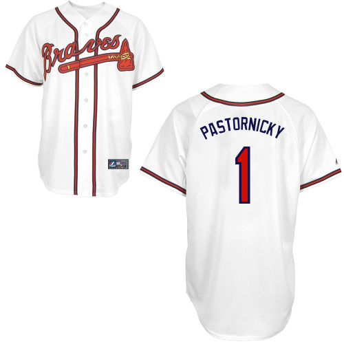 Tyler Pastornicky #1 Youth Baseball Jersey-Atlanta Braves Authentic Home White Cool Base MLB Jersey